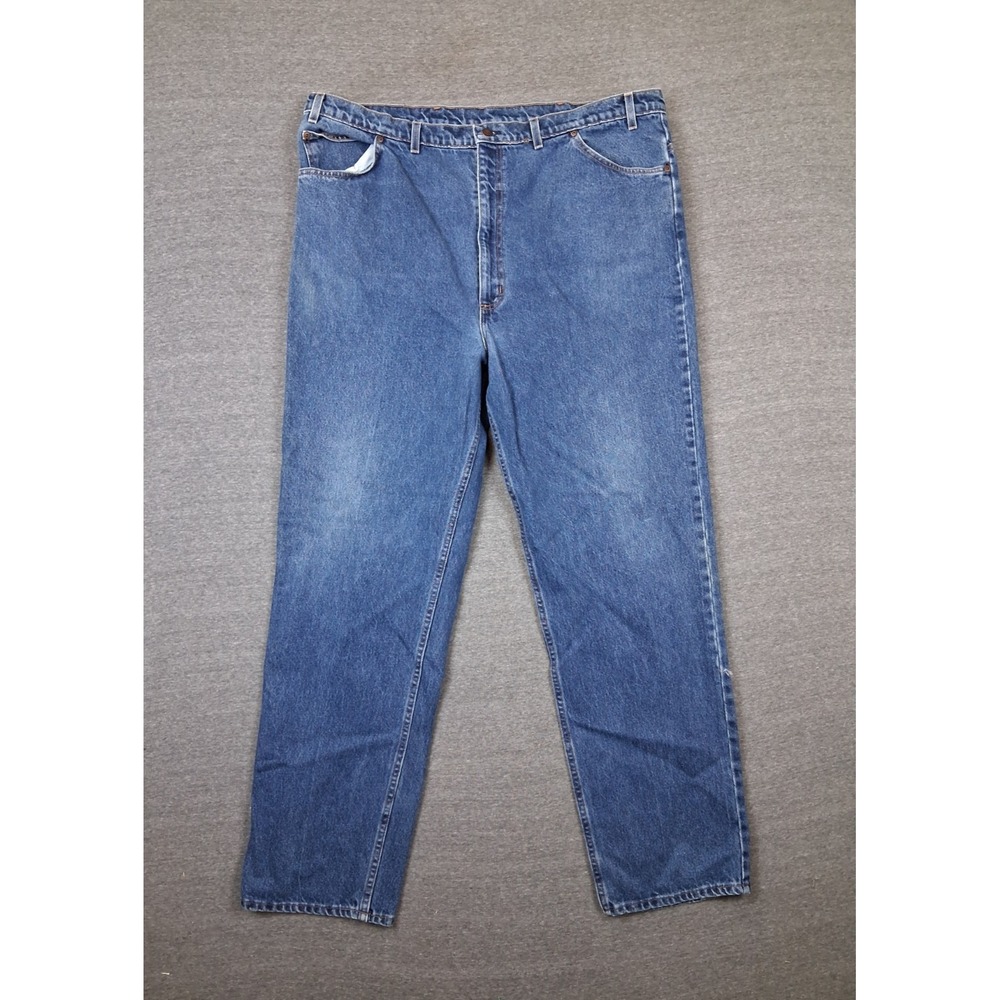 VTG Plain Pockets Mens Jeans 44X34 Blue Denim Straight Leg USA Made 90s Casual